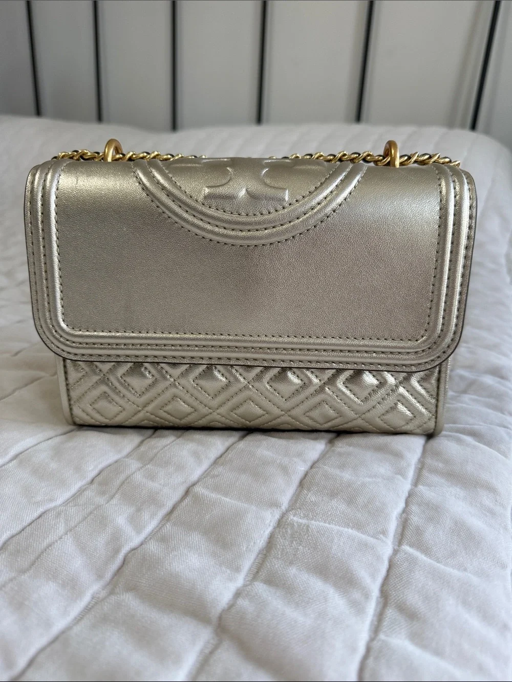Tory Burch Fleming metallic small convertible shoulder bag